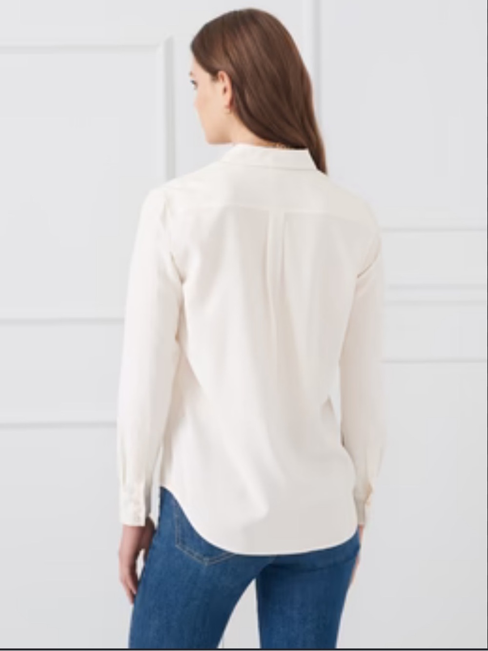 J. McLaughlin Egret White Silk Shirt with Chest Pockets - Picture 3 of 7